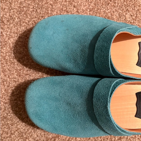 Teal Suede Swedish Hasbeens Clogs - Picture 3 of 3